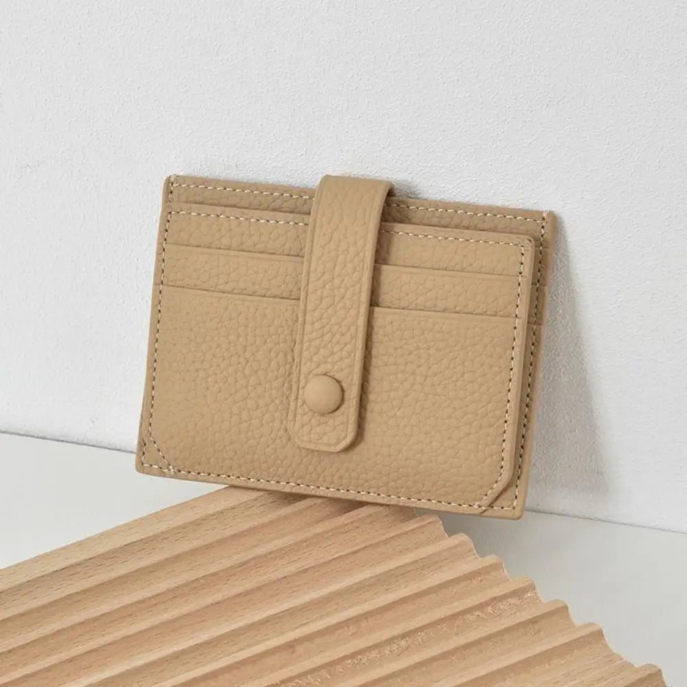 Porte-cartes ultra-fin en cuir pu avec languette à bouton pression pour homme et femme — photo 13