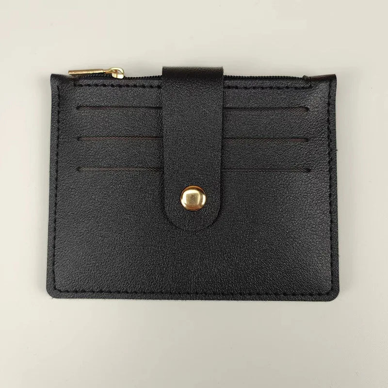 Porte-cartes ultra-fin en cuir pu avec languette à bouton pression pour homme et femme — photo 14