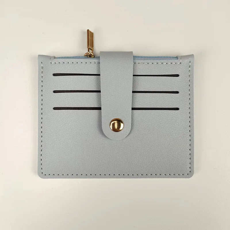 Porte-cartes ultra-fin en cuir pu avec languette à bouton pression pour homme et femme — photo 15