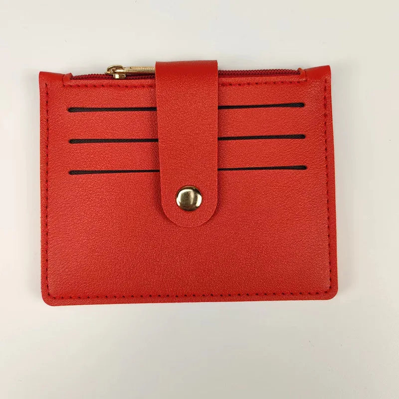 Porte-cartes ultra-fin en cuir pu avec languette à bouton pression pour homme et femme — photo 16