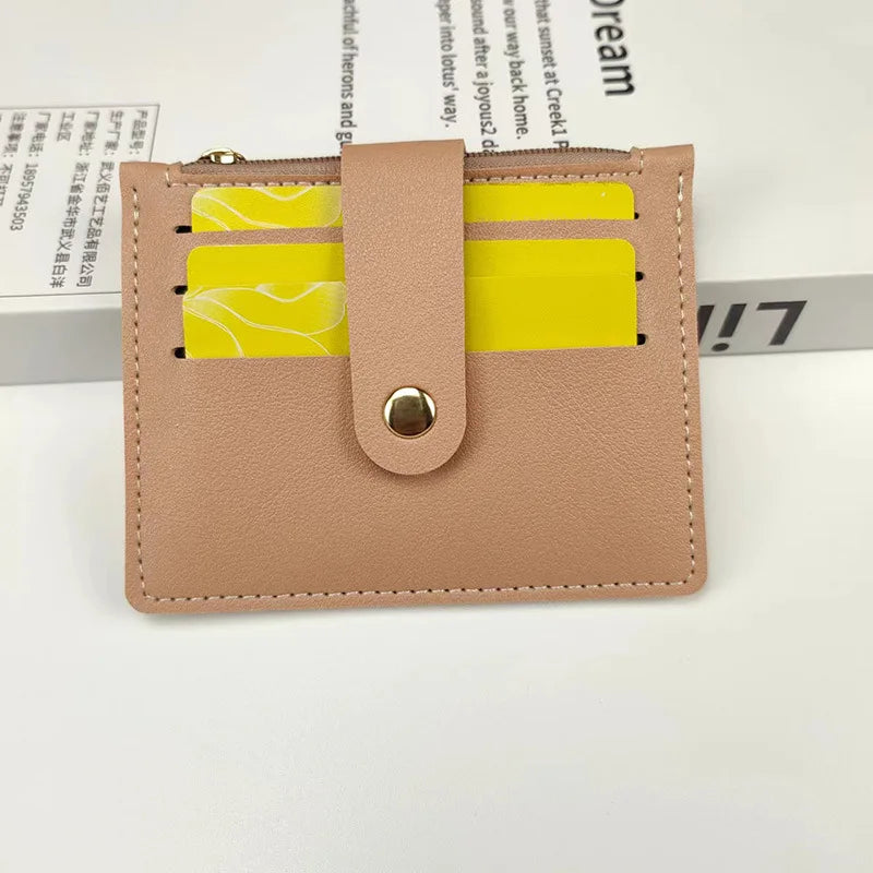 Porte-cartes ultra-fin en cuir pu avec languette à bouton pression pour homme et femme — photo 17