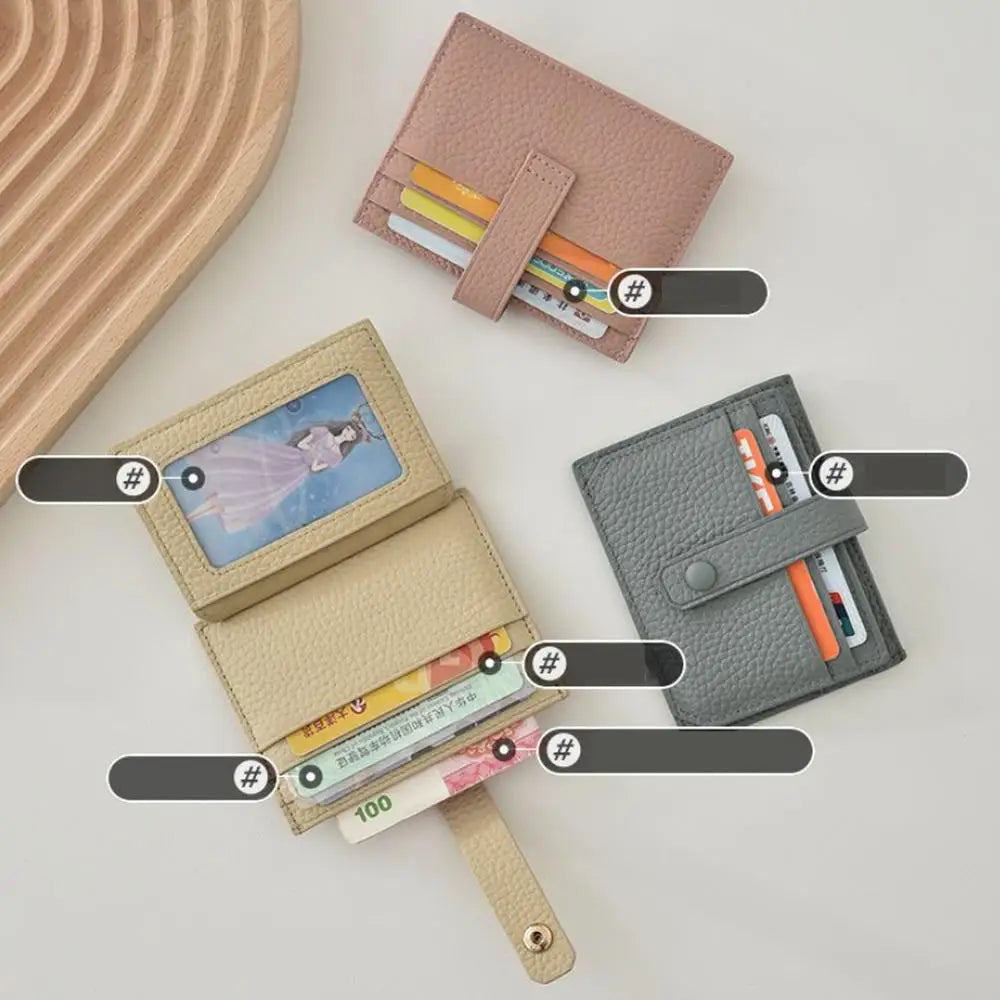 Porte-cartes ultra-fin en cuir pu avec languette à bouton pression pour homme et femme — photo 6