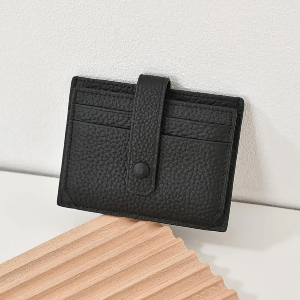 Porte-cartes ultra-fin en cuir pu avec languette à bouton pression pour homme et femme — photo 7