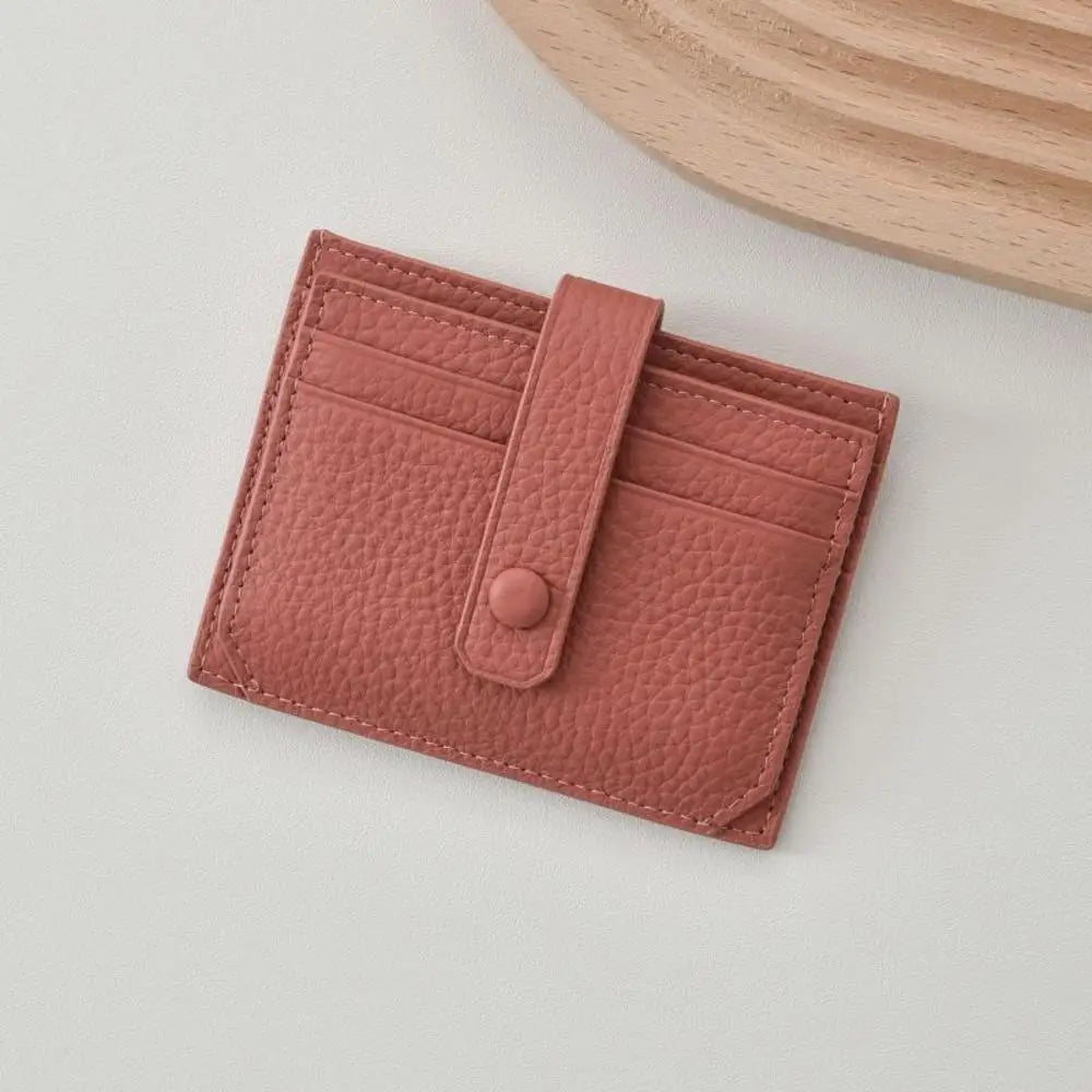 Porte-cartes ultra-fin en cuir pu avec languette à bouton pression pour homme et femme — photo 8