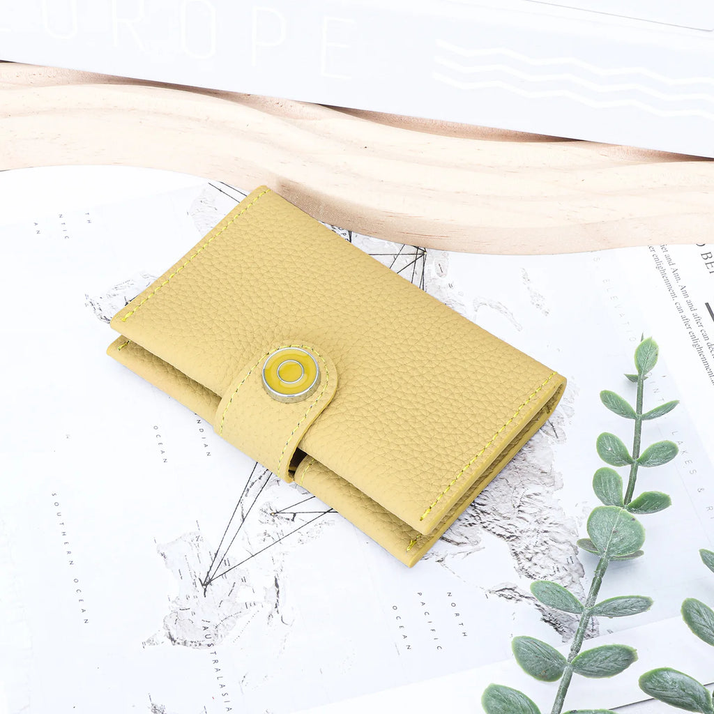 Porte-cartes ultra-fin en cuir véritable avec fermeture pression pour femme et homme — photo 13