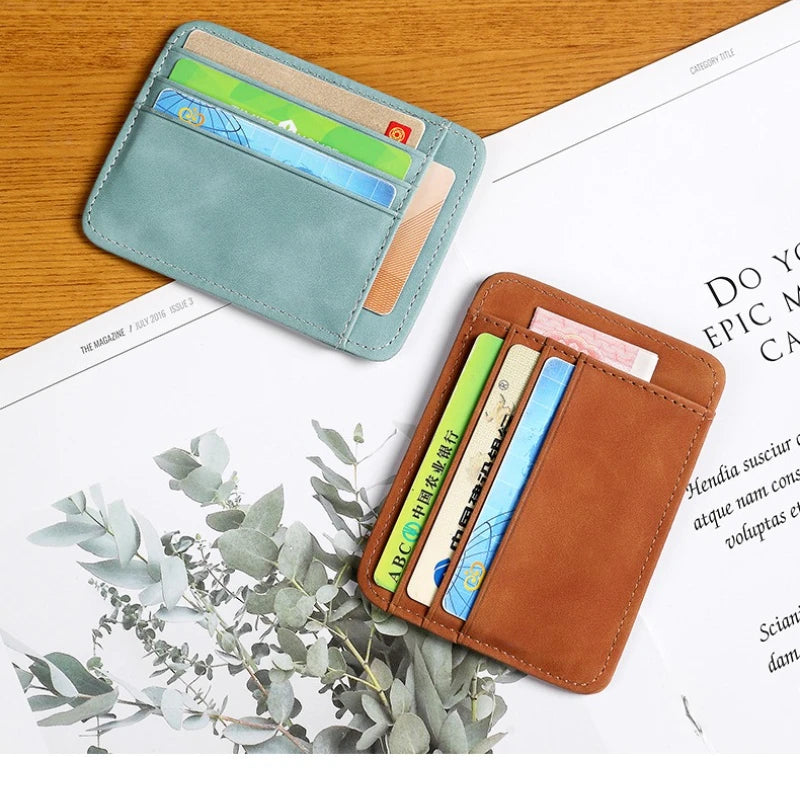Porte-cartes ultra-fin en simili cuir avec compartiments multiples pour femme et homme — photo 1