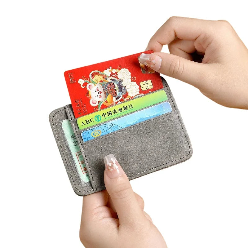 Porte-cartes ultra-fin en simili cuir avec compartiments multiples pour femme et homme — photo 2