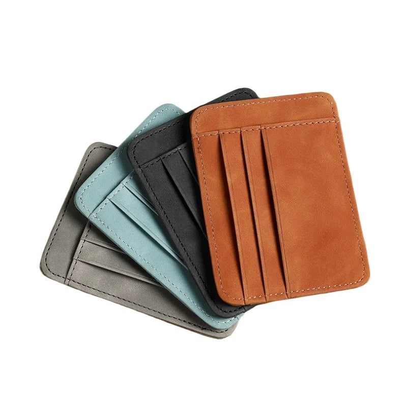 Porte-cartes ultra-fin en simili cuir avec compartiments multiples pour femme et homme — photo 3
