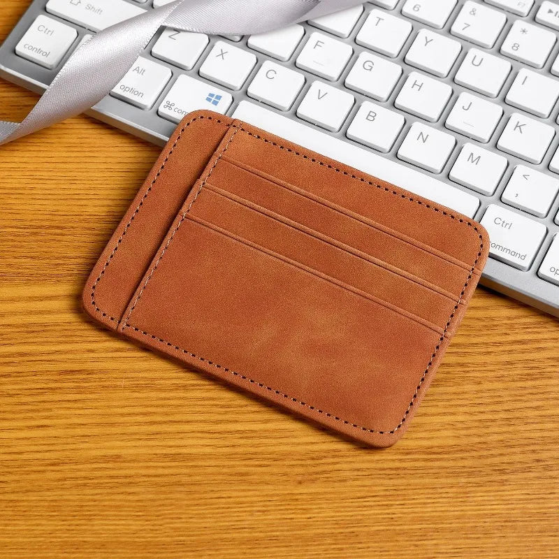 Porte-cartes ultra-fin en simili cuir avec compartiments multiples pour femme et homme — photo 7