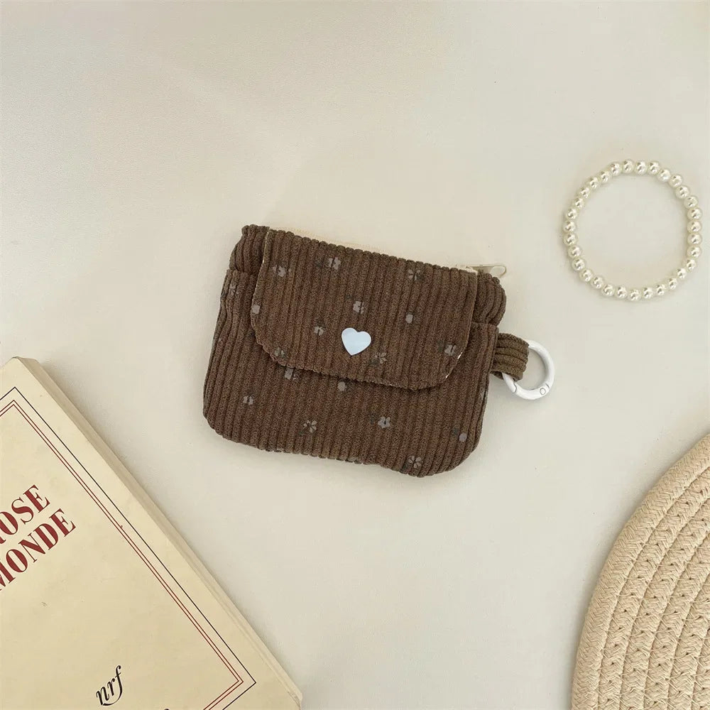 Porte-cartes en velours côtelé imprimé avec porte-monnaie zippé et anneau porte-clés — photo 10
