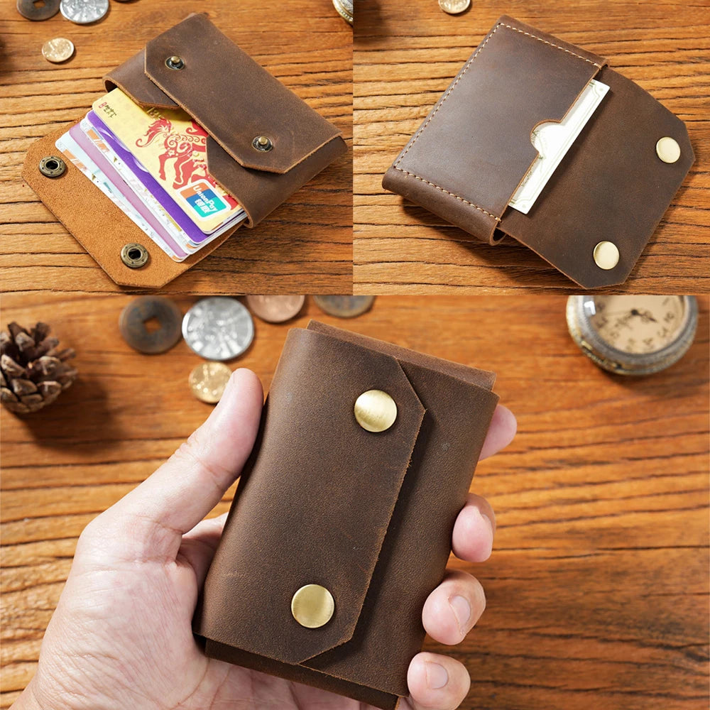 Porte-Cartes Vintage en Cuir Véritable - Organiseur Compact & Multifonction — photo 5