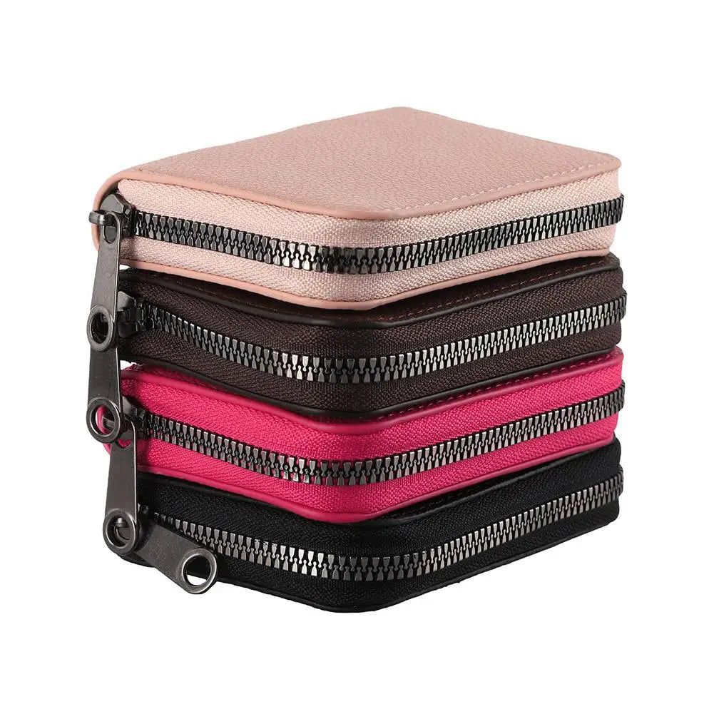 Porte-cartes zippé compact en simili cuir avec compartiments accordéon unisexe — photo 3