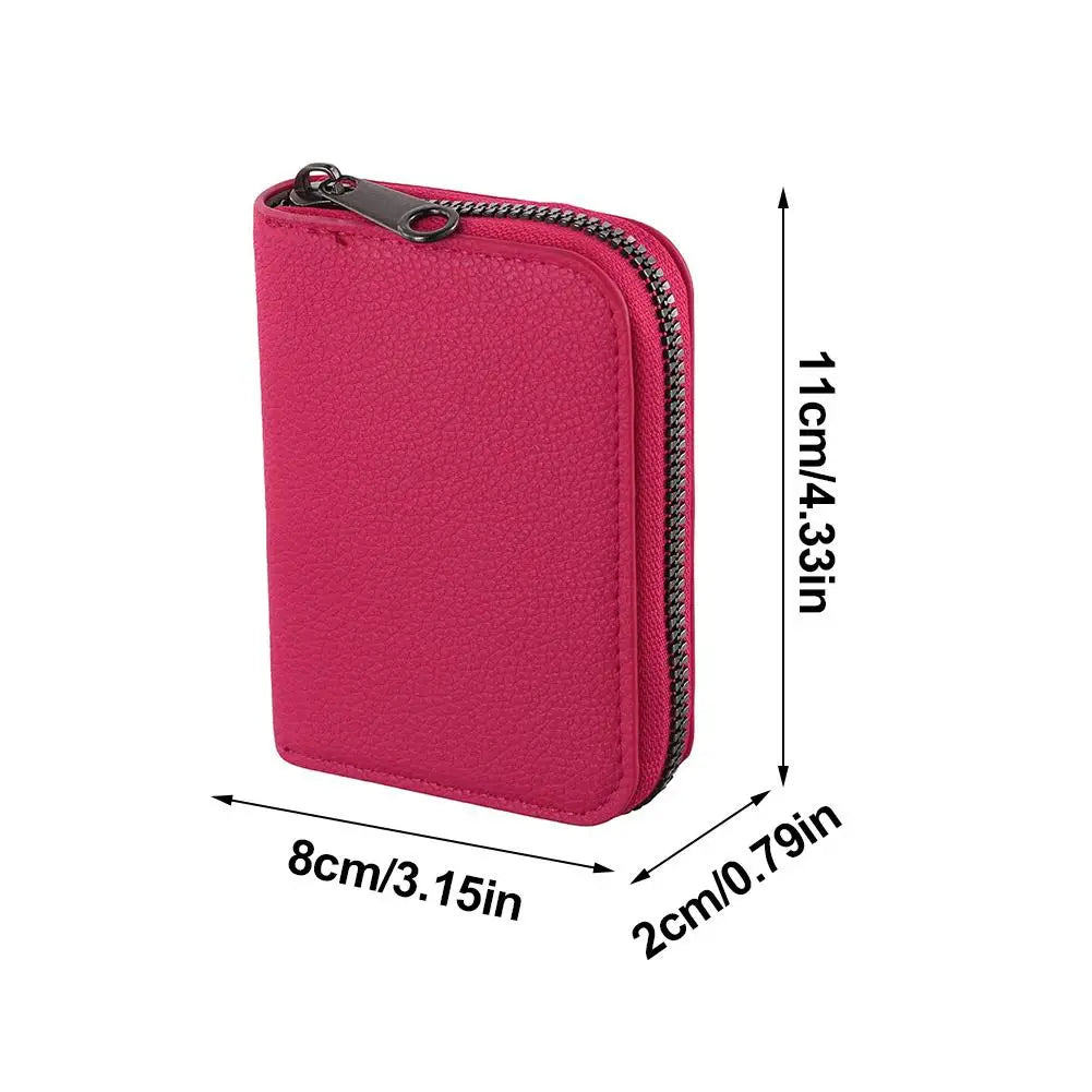 Porte-cartes zippé compact en simili cuir avec compartiments accordéon unisexe — photo 6