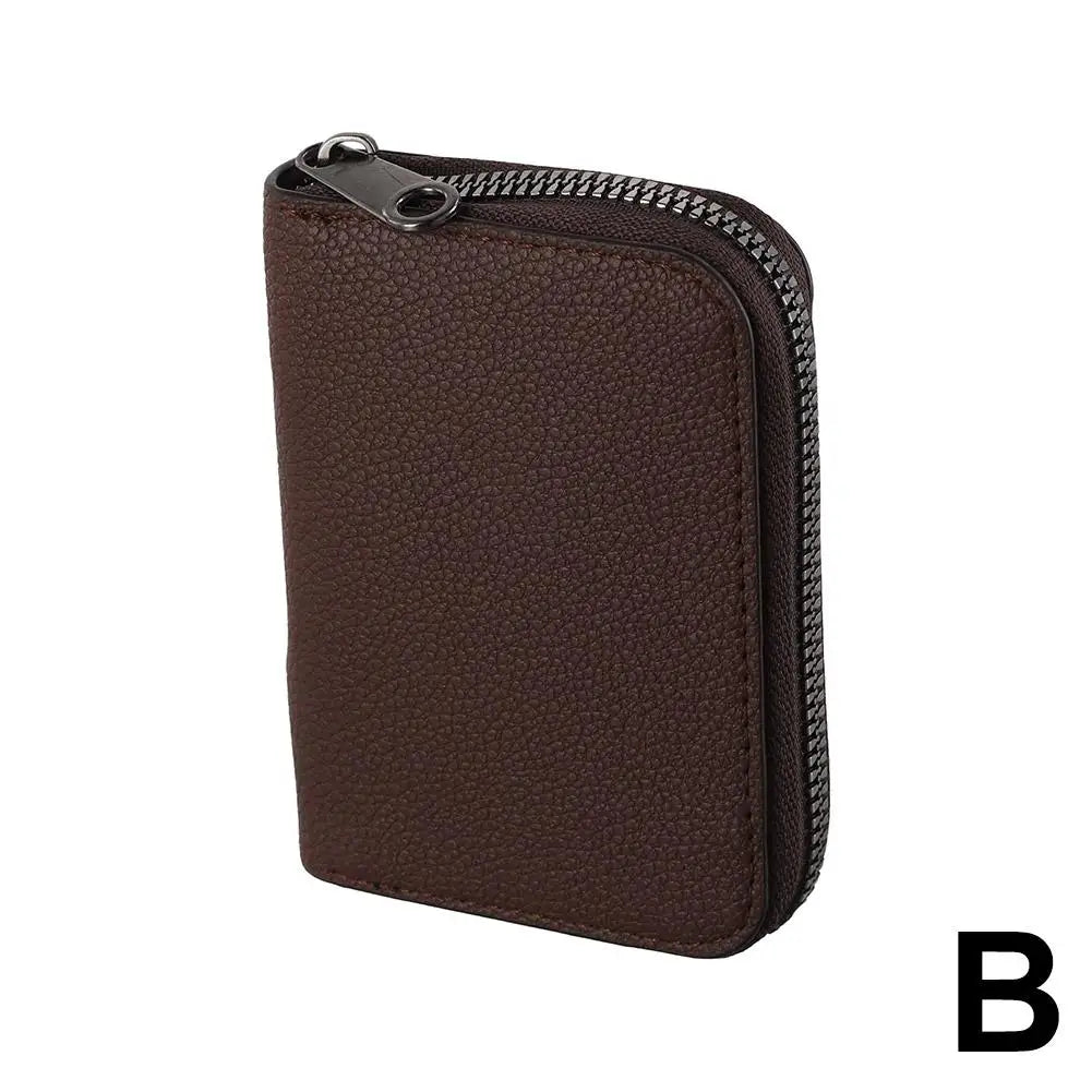Porte-cartes zippé compact en simili cuir avec compartiments accordéon unisexe — photo 8
