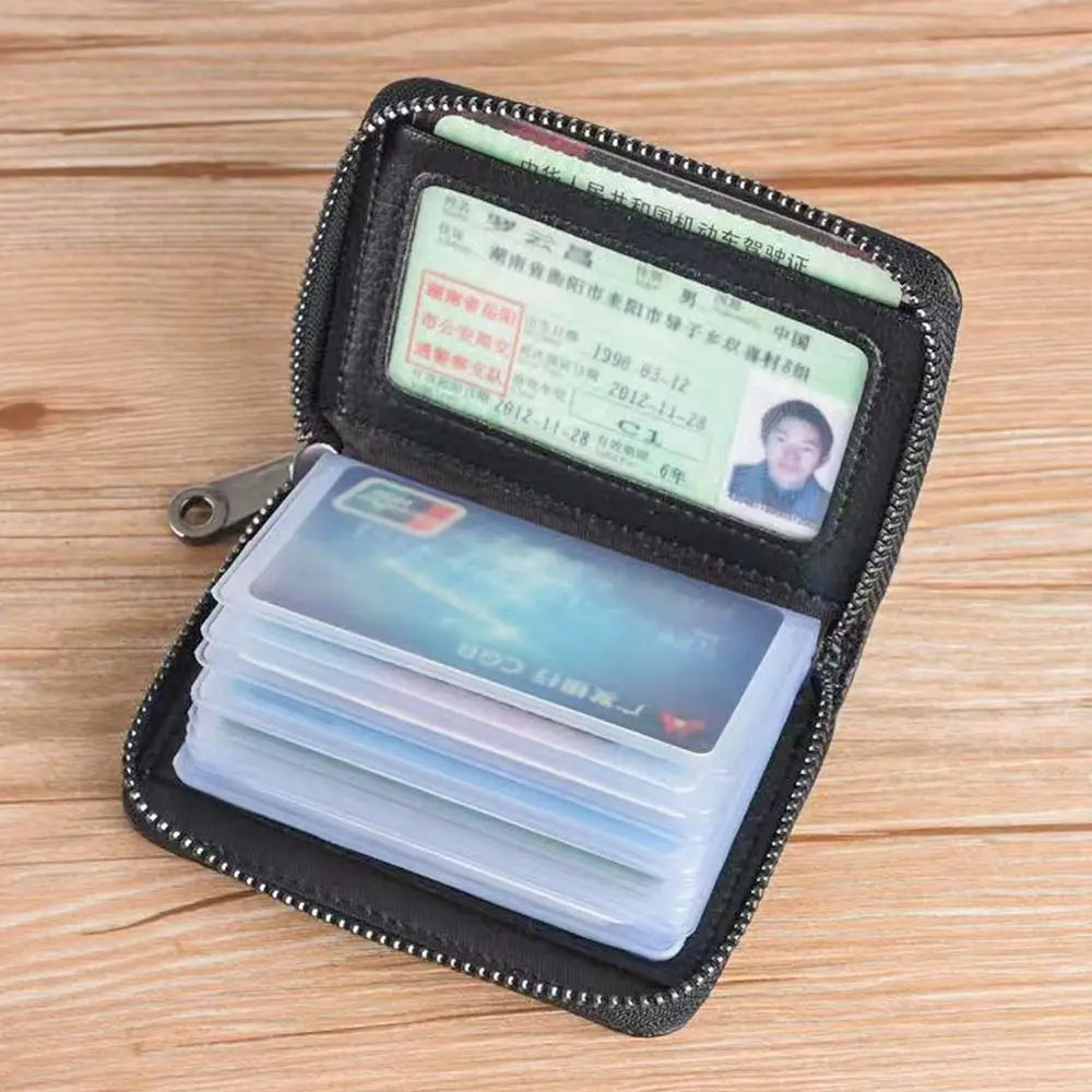 Porte-cartes zippé grande capacité avec 20 compartiments en simili cuir unisexe — photo 3