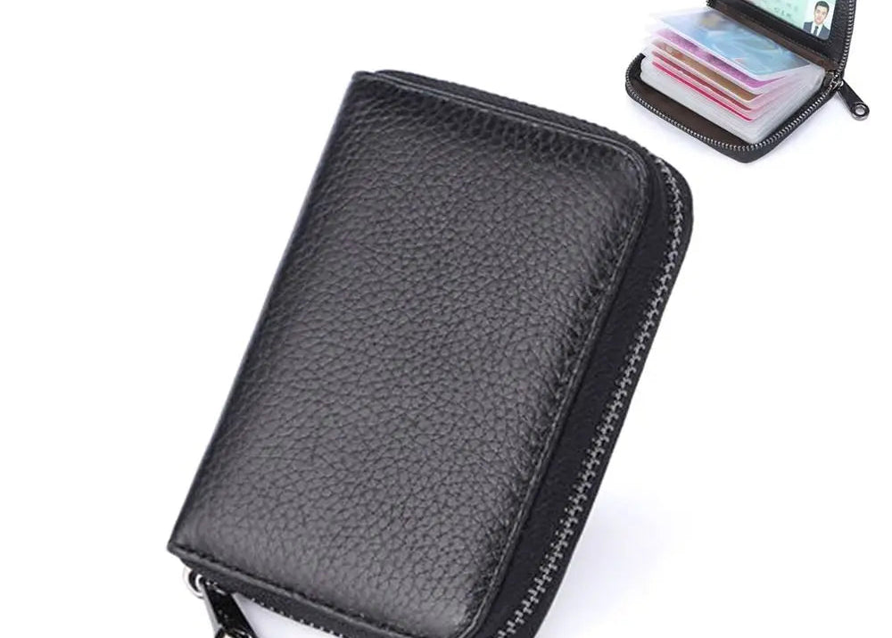 Porte-cartes zippé grande capacité avec 20 compartiments en simili cuir unisexe — photo 6