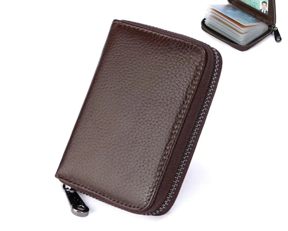 Porte-cartes zippé grande capacité avec 20 compartiments en simili cuir unisexe — photo 9