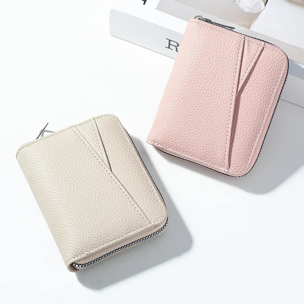 Porte-cartes zippé multifonction en simili cuir grainé avec compartiments et porte-monnaie — photo 2