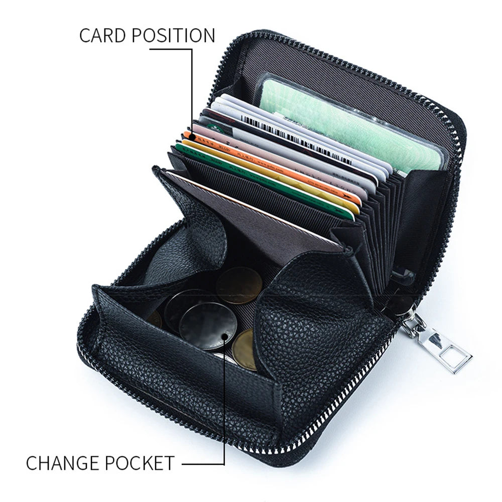Porte-cartes zippé multifonction en simili cuir grainé avec compartiments et porte-monnaie — photo 4