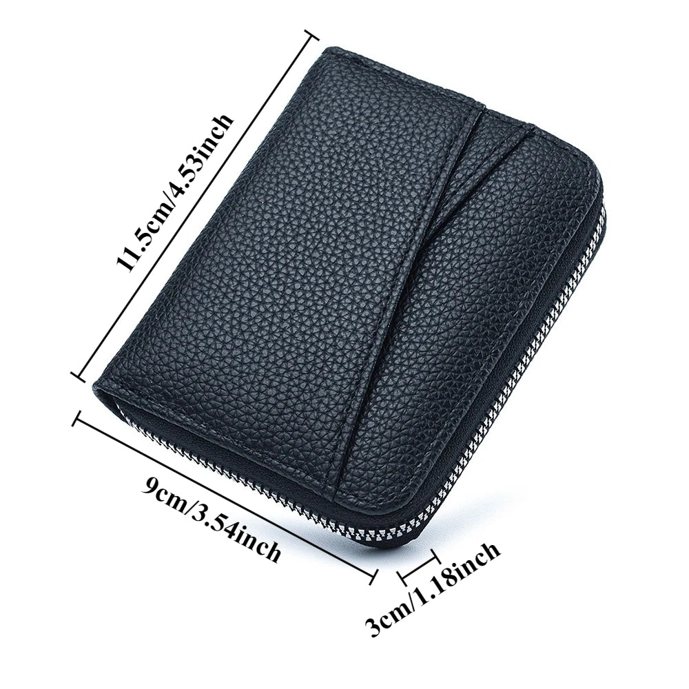 Porte-cartes zippé multifonction en simili cuir grainé avec compartiments et porte-monnaie — photo 5