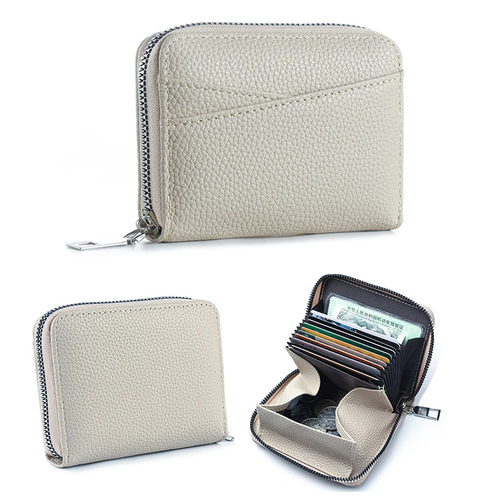 Porte-cartes zippé multifonction en simili cuir grainé avec compartiments et porte-monnaie — photo 6