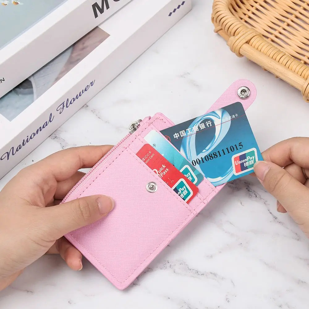 Porte-cartes zippé en simili cuir avec porte-clés et compartiments pour cartes unisexe — photo 1
