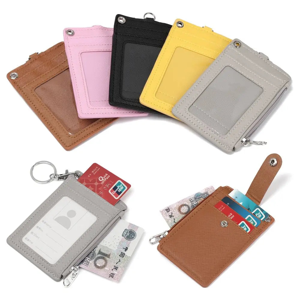 Porte-cartes zippé en simili cuir avec porte-clés et compartiments pour cartes unisexe — photo 2
