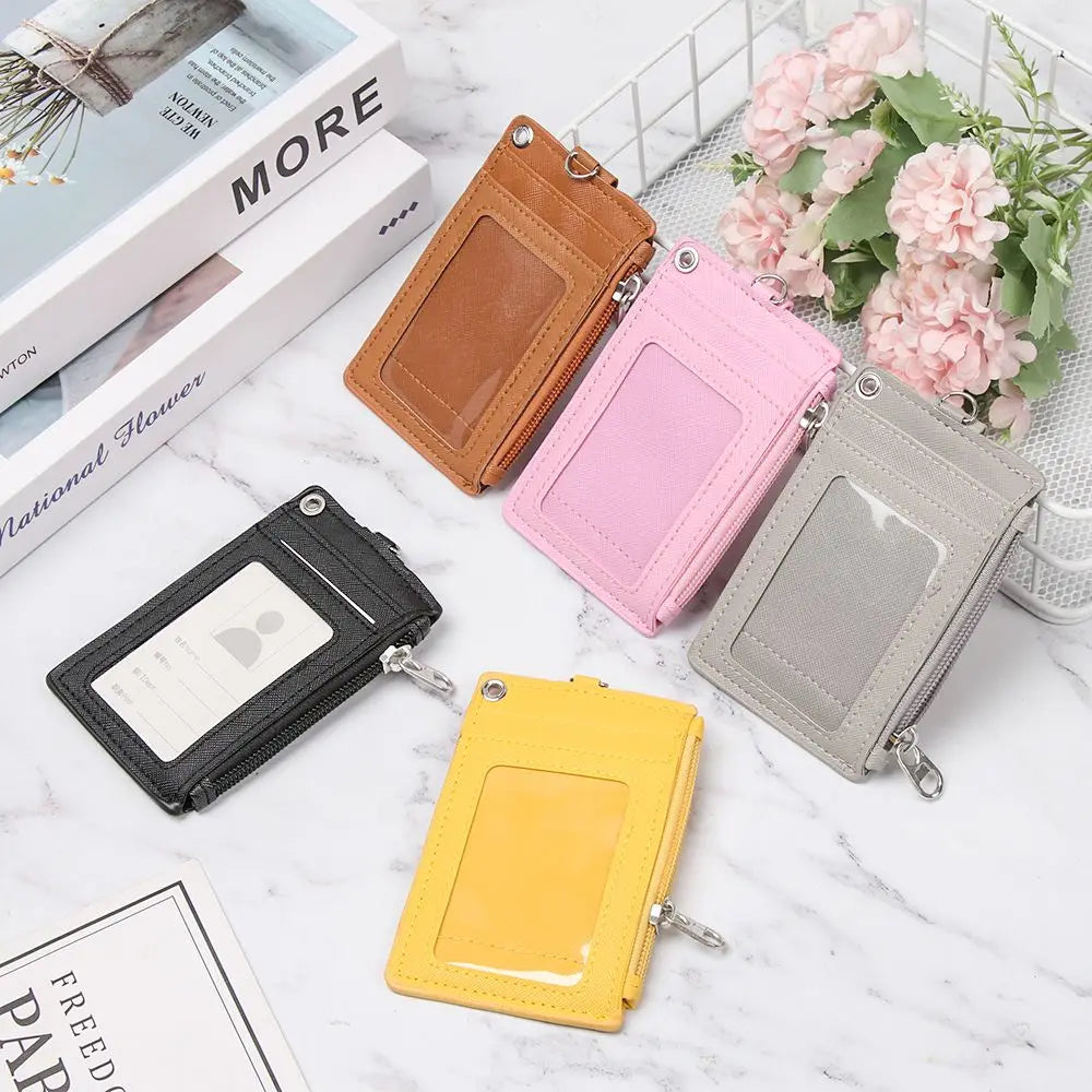 Porte-cartes zippé en simili cuir avec porte-clés et compartiments pour cartes unisexe — photo 3