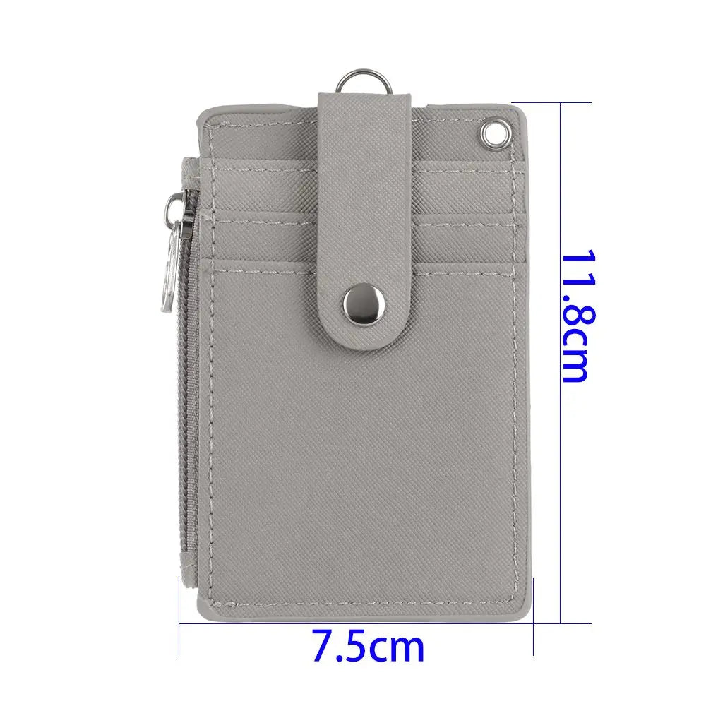 Porte-cartes zippé en simili cuir avec porte-clés et compartiments pour cartes unisexe — photo 5