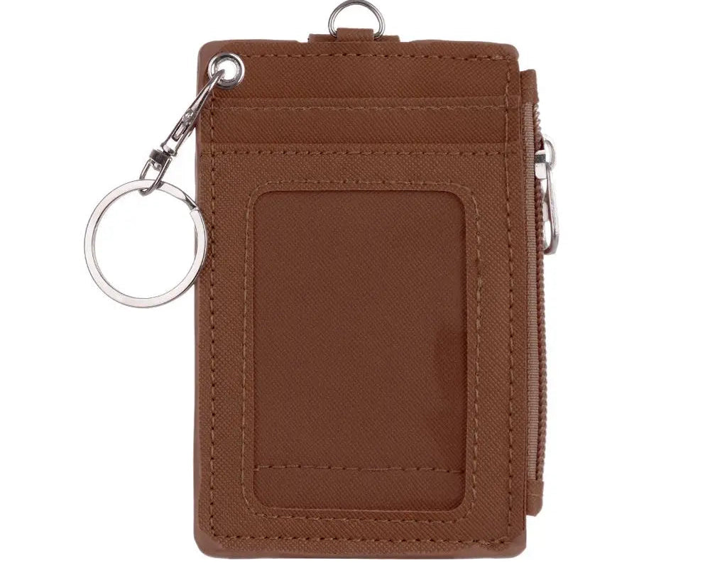Porte-cartes zippé en simili cuir avec porte-clés et compartiments pour cartes unisexe — photo 6