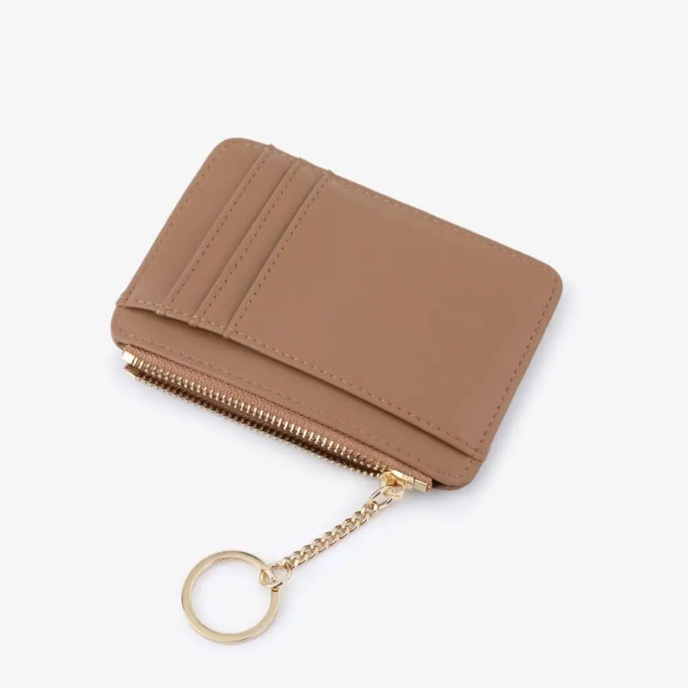 Porte-cartes zippé en simili cuir avec porte-clés et fenêtre transparente unisexe — photo 2