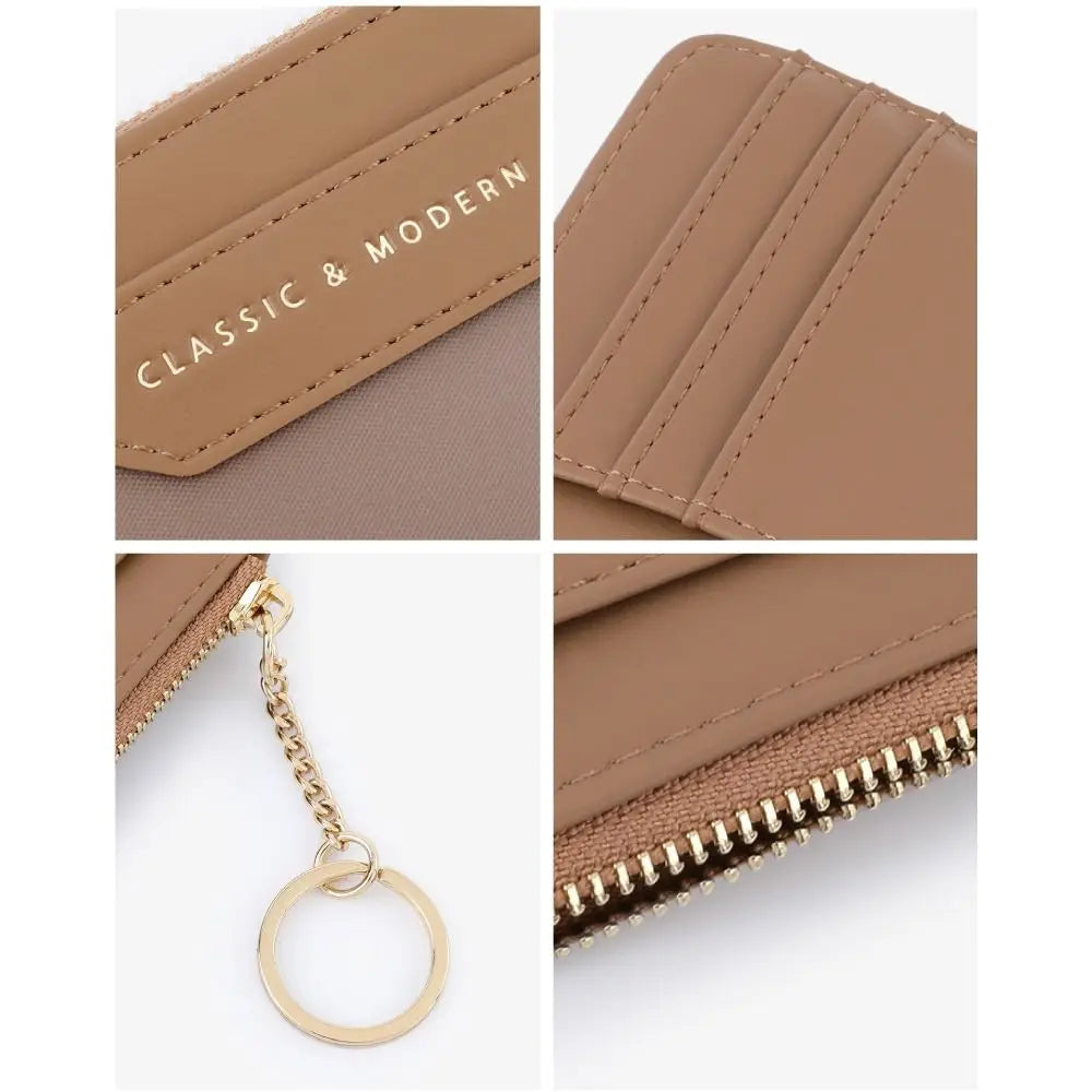 Porte-cartes zippé en simili cuir avec porte-clés et fenêtre transparente unisexe — photo 3