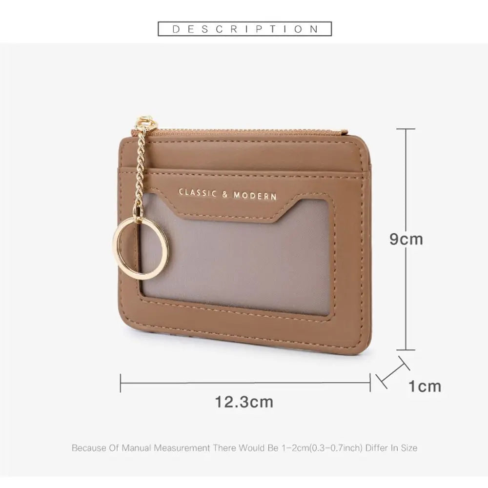 Porte-cartes zippé en simili cuir avec porte-clés et fenêtre transparente unisexe — photo 4