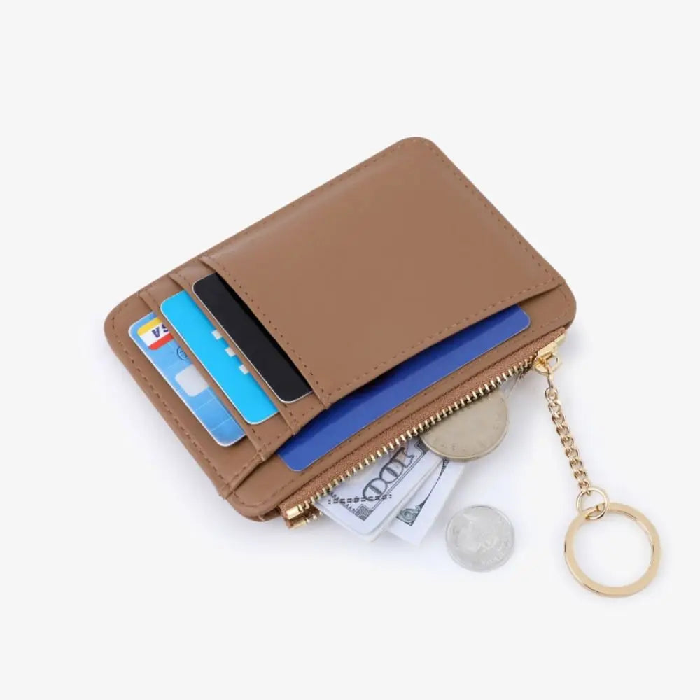 Porte-cartes zippé en simili cuir avec porte-clés et fenêtre transparente unisexe — photo 6