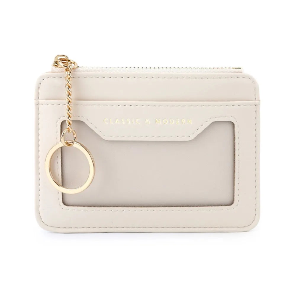 Porte-cartes zippé en simili cuir avec porte-clés et fenêtre transparente unisexe — photo 9