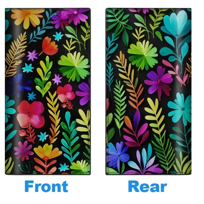 Porte-chéquier floral bohème avec passant à stylo intégré