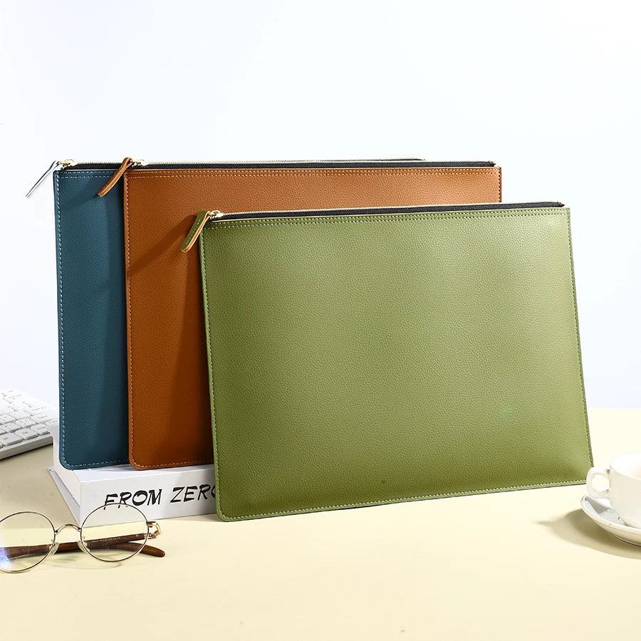 Porte-documents A4 en cuir avec fermeture zippée pour contrats et documents professionnels — photo 4