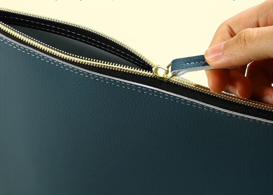 Porte-documents A4 en cuir avec fermeture zippée pour contrats et documents professionnels — photo 5 Image