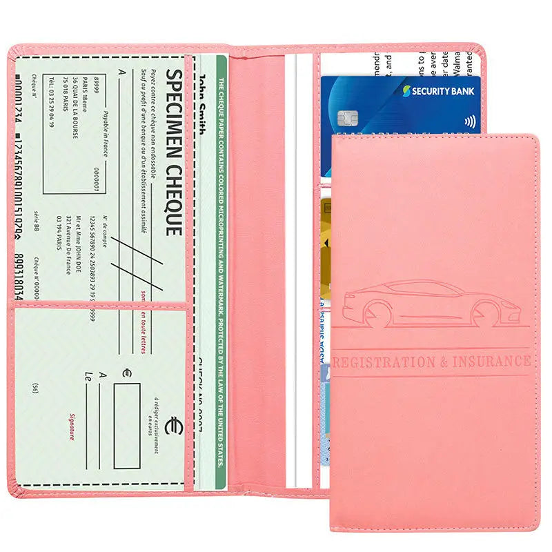 Porte-documents voiture en cuir PU pour carte grise et permis avec rangement cartes — photo 2