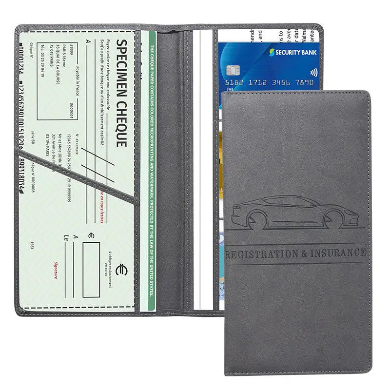 Porte-documents voiture en cuir PU pour carte grise et permis avec rangement cartes — photo 3