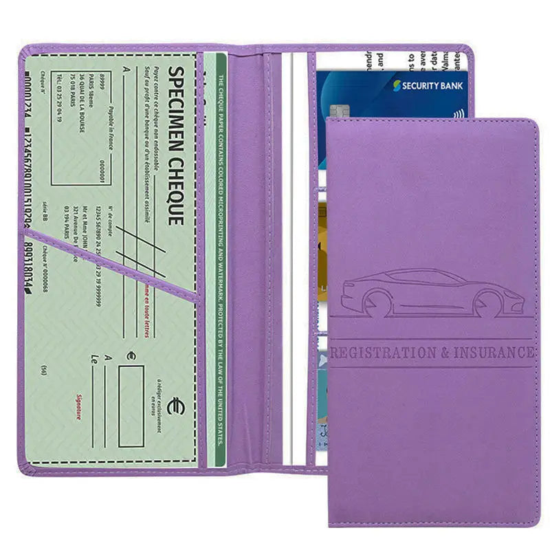 Porte-documents voiture en cuir PU pour carte grise et permis avec rangement cartes — photo 4