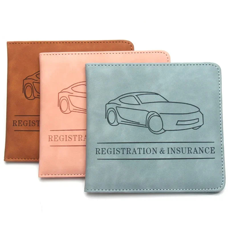 Porte-documents voiture en cuir PU pour carte grise et assurance avec fermeture bouton — photo 1