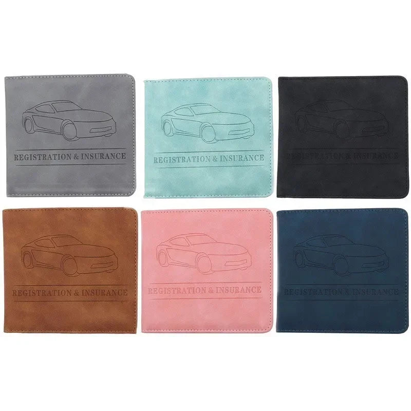 Porte-documents voiture en cuir PU pour carte grise et assurance avec fermeture bouton — photo 3