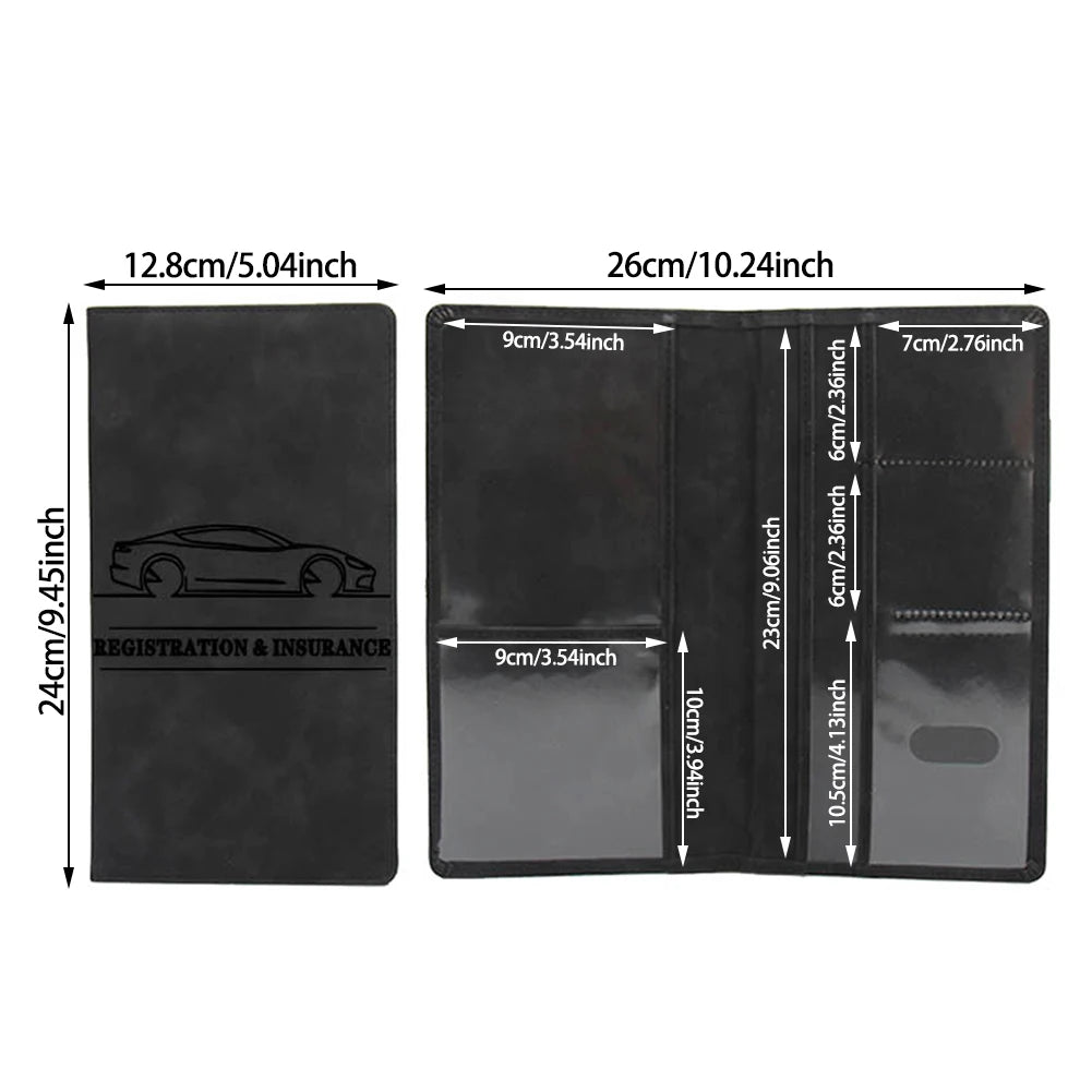 Porte-documents voiture en cuir PU pour carte grise, assurance et permis de conduire — photo 6