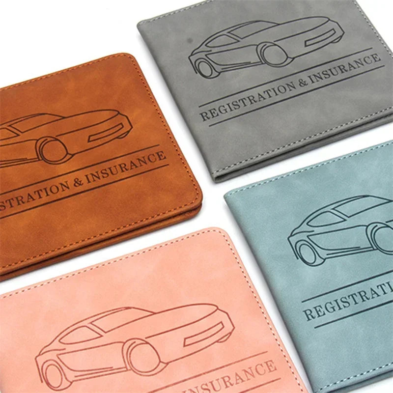 Porte-documents voiture en cuir PU pour carte grise et assurance avec fermeture à bouton — photo 1