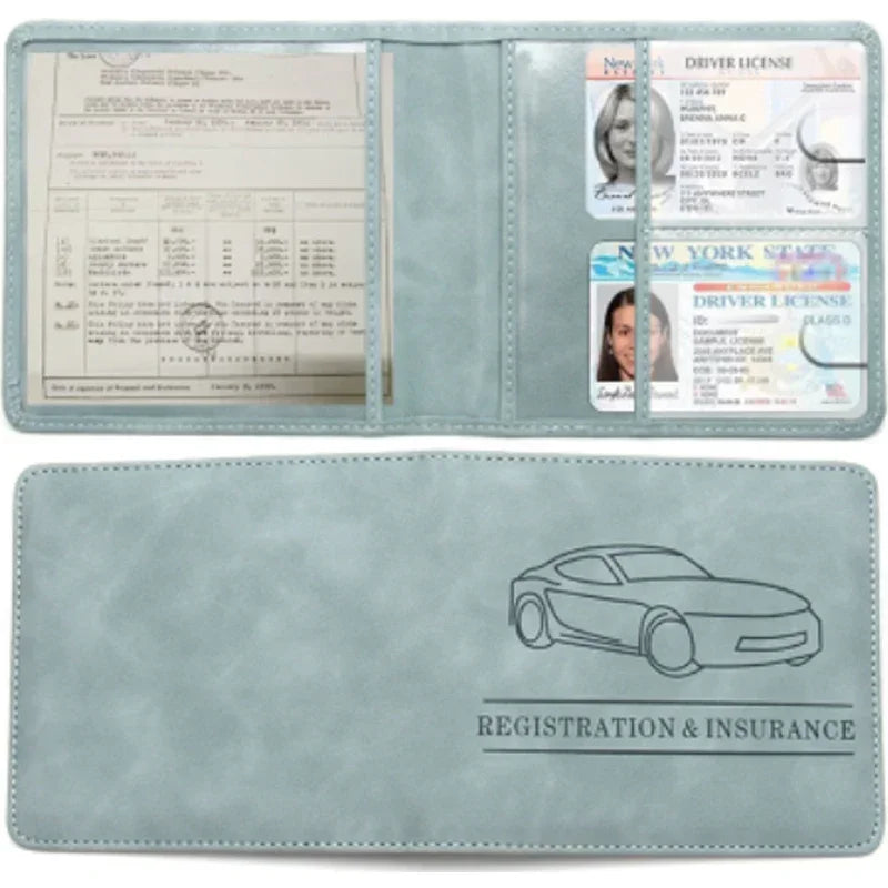Porte-documents voiture en cuir PU pour carte grise et assurance avec fermeture à bouton — photo 3