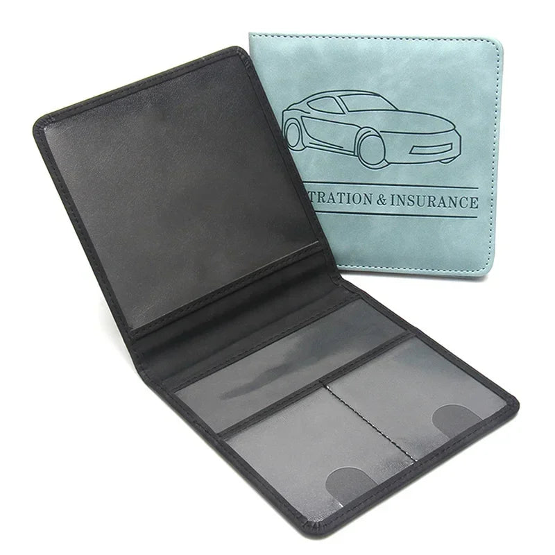 Porte-documents voiture en cuir PU pour carte grise et assurance avec fermeture à bouton — photo 4 Image