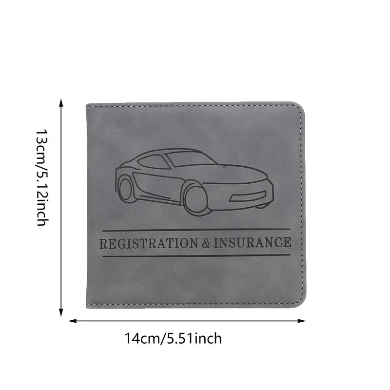 Porte-documents voiture en cuir PU pour carte grise et assurance avec fermeture à bouton — photo 7 Image