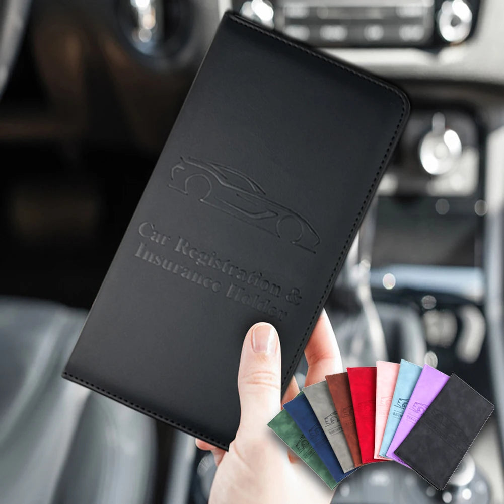 Porte-documents voiture en cuir PU pour carte grise, assurance et permis homme — photo 1