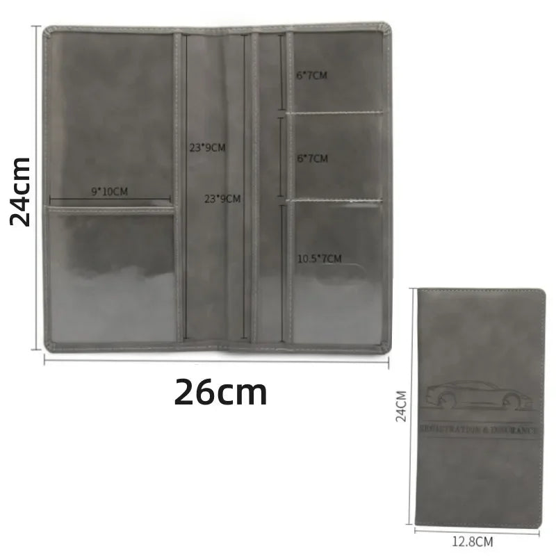 Porte-documents voiture en cuir PU pour permis et carte grise avec rangement cartes — photo 6 Image